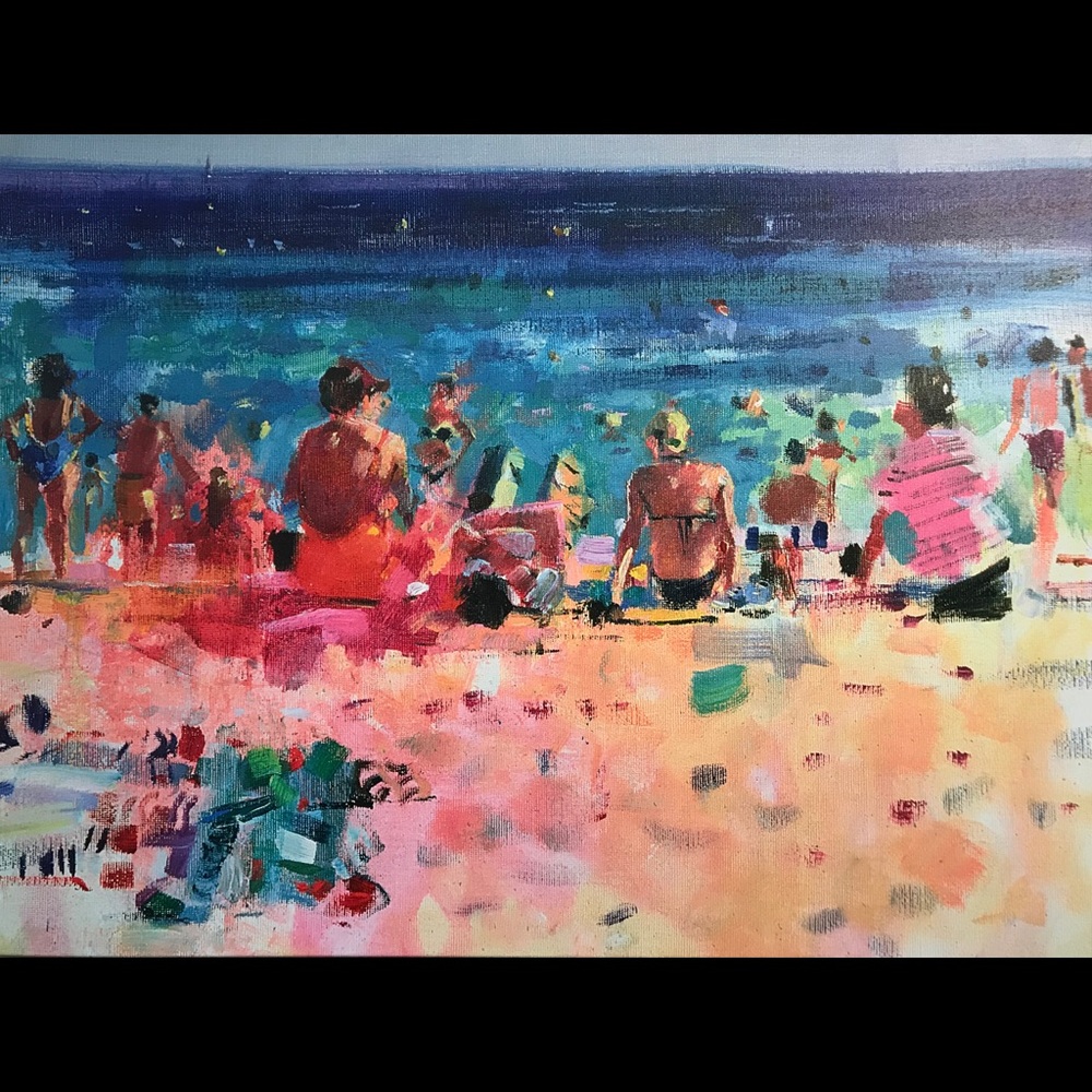 Beautiful hand stretched canvas beach scene art